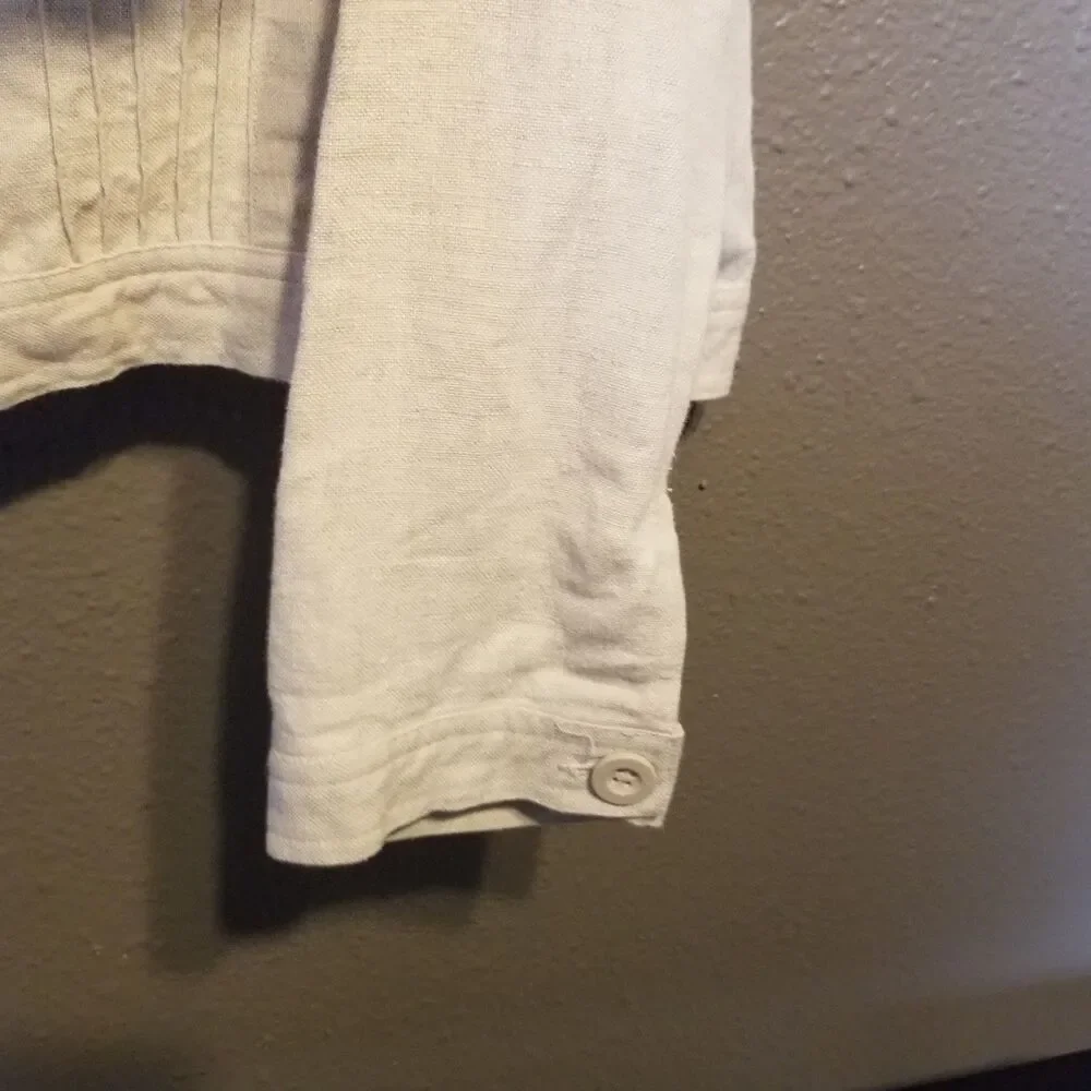 Relativity 1X Jacket 100% Linen Pintuck  Pleats Button Front Coastal Lagenlook